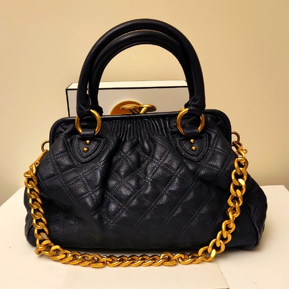 Rare Marc Jacobs Stam Bag Navy Blue Nappa Leather STUNNING Collectors Item